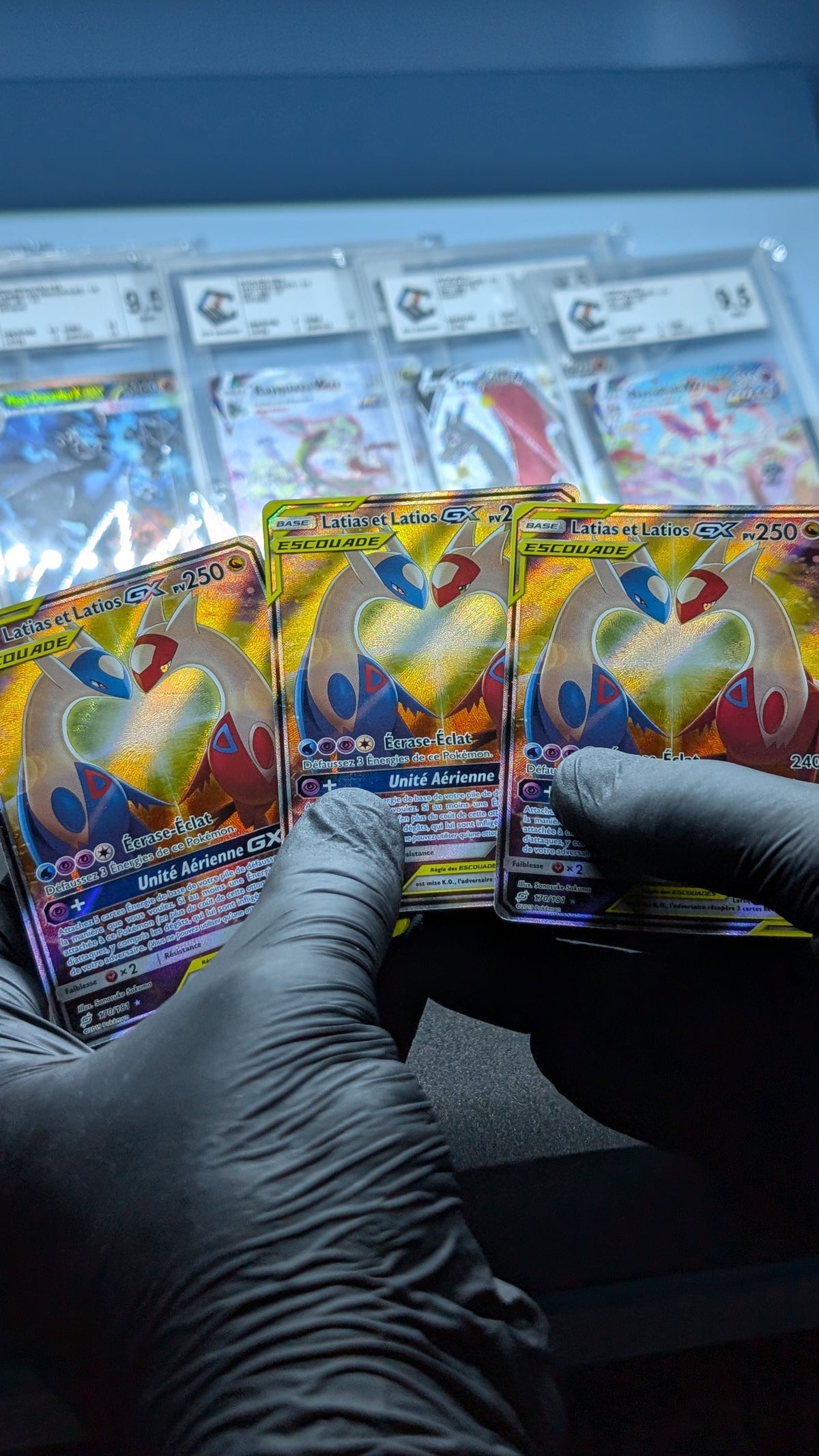 Préexpertise — analyse de cartes Latias & Latios GX et slabs gradés